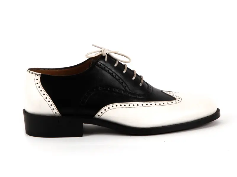 Siyah Beyaz Erkek Oxford Ayakkabı 3